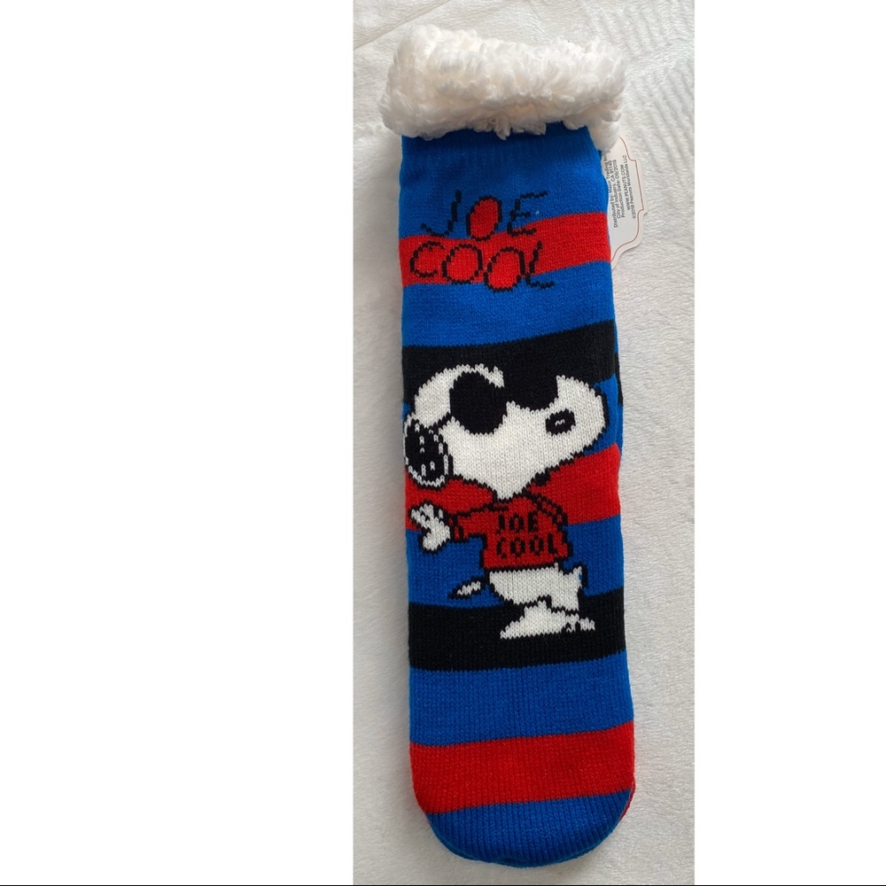 Snoopy Joe Cool Peanuts Sherpa Socks Non-Slip
